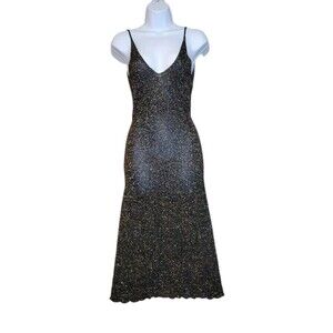 VTG Y2K Multicolor Sparkle Pointelle Knit Midi Dress Womens XS - S Fairy Grunge